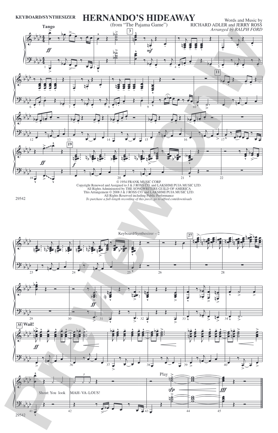 Hernando's Hideaway: Keyboard/Synthesizer