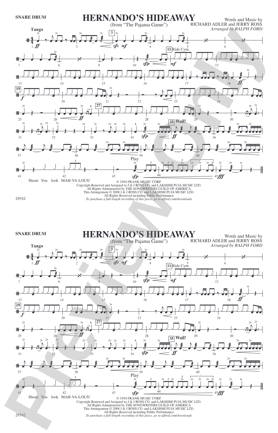 Hernando's Hideaway: Snare Drum