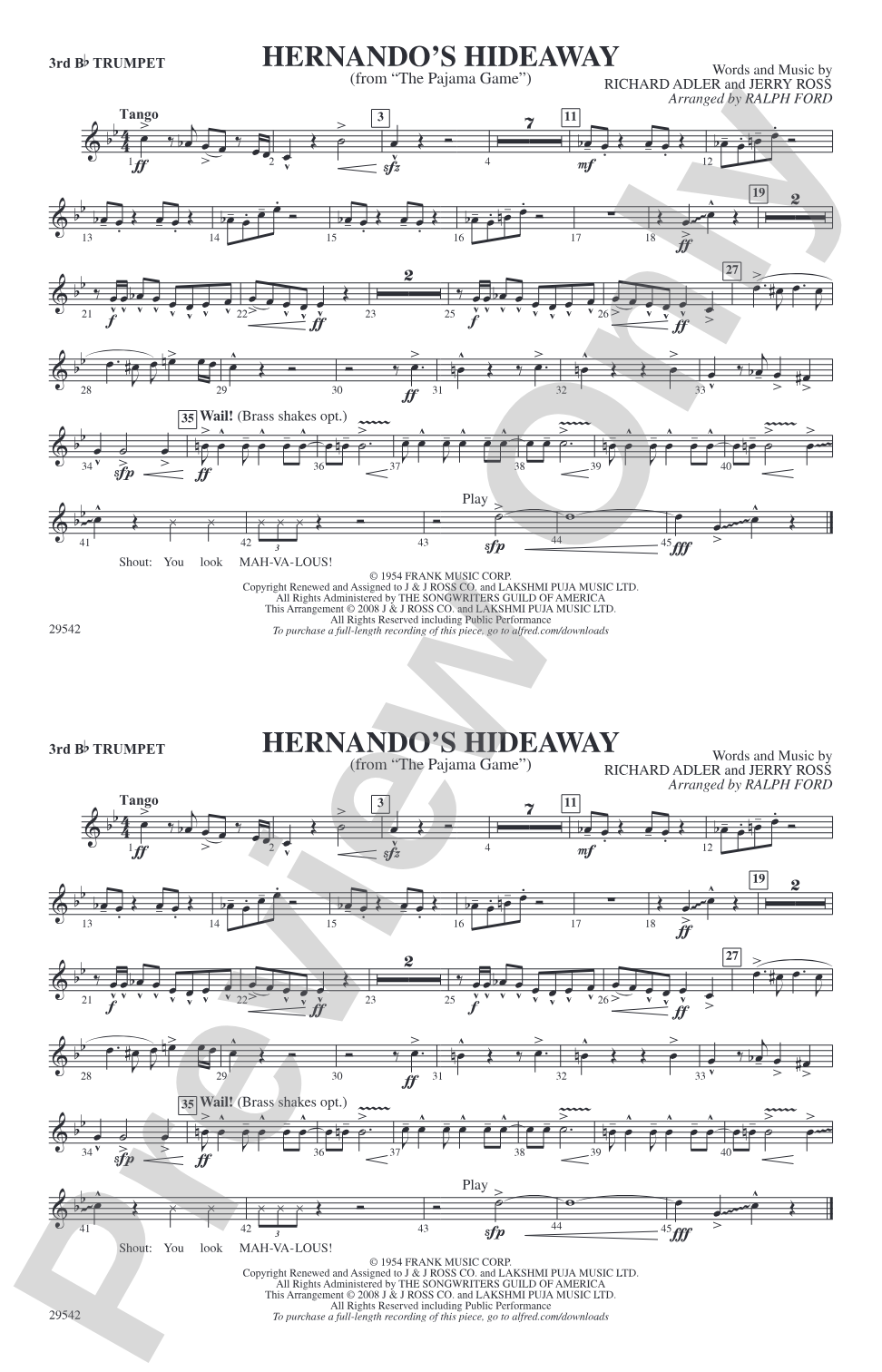 Hernando's Hideaway: 3rd B-flat Trumpet