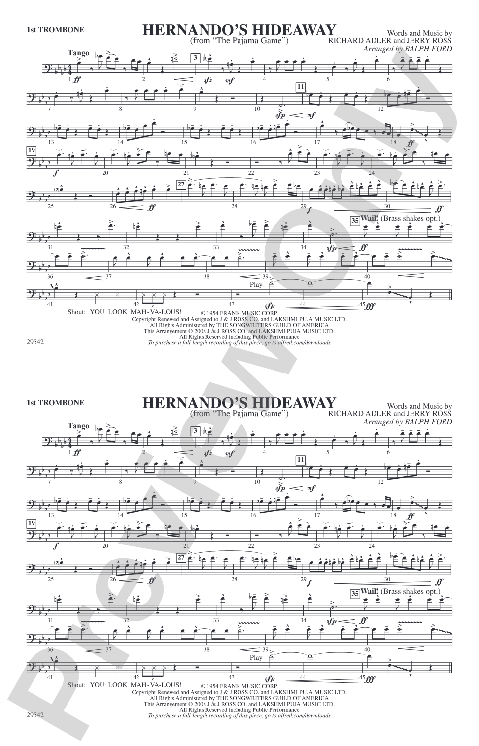 Hernando's Hideaway: 1st Trombone