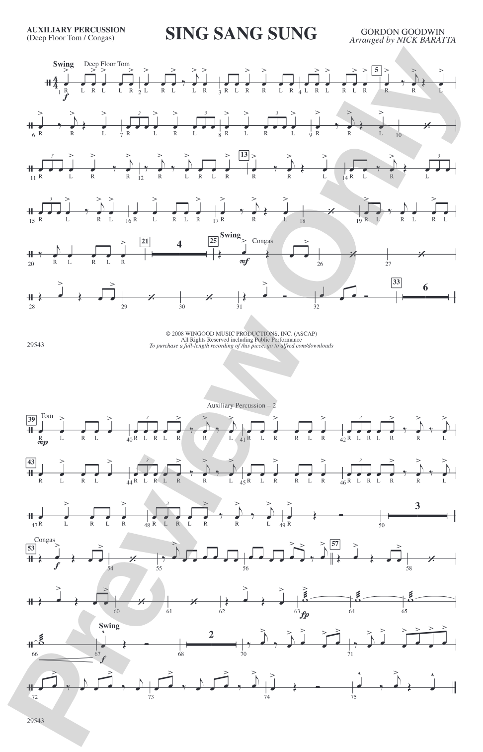 Sing Sang Sung: Auxiliary Percussion