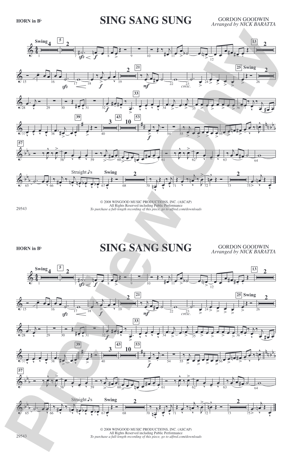 Sing Sang Sung: Horn in B flat