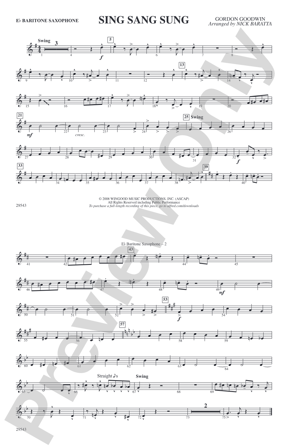 Sing Sang Sung: E-flat Baritone Saxophone
