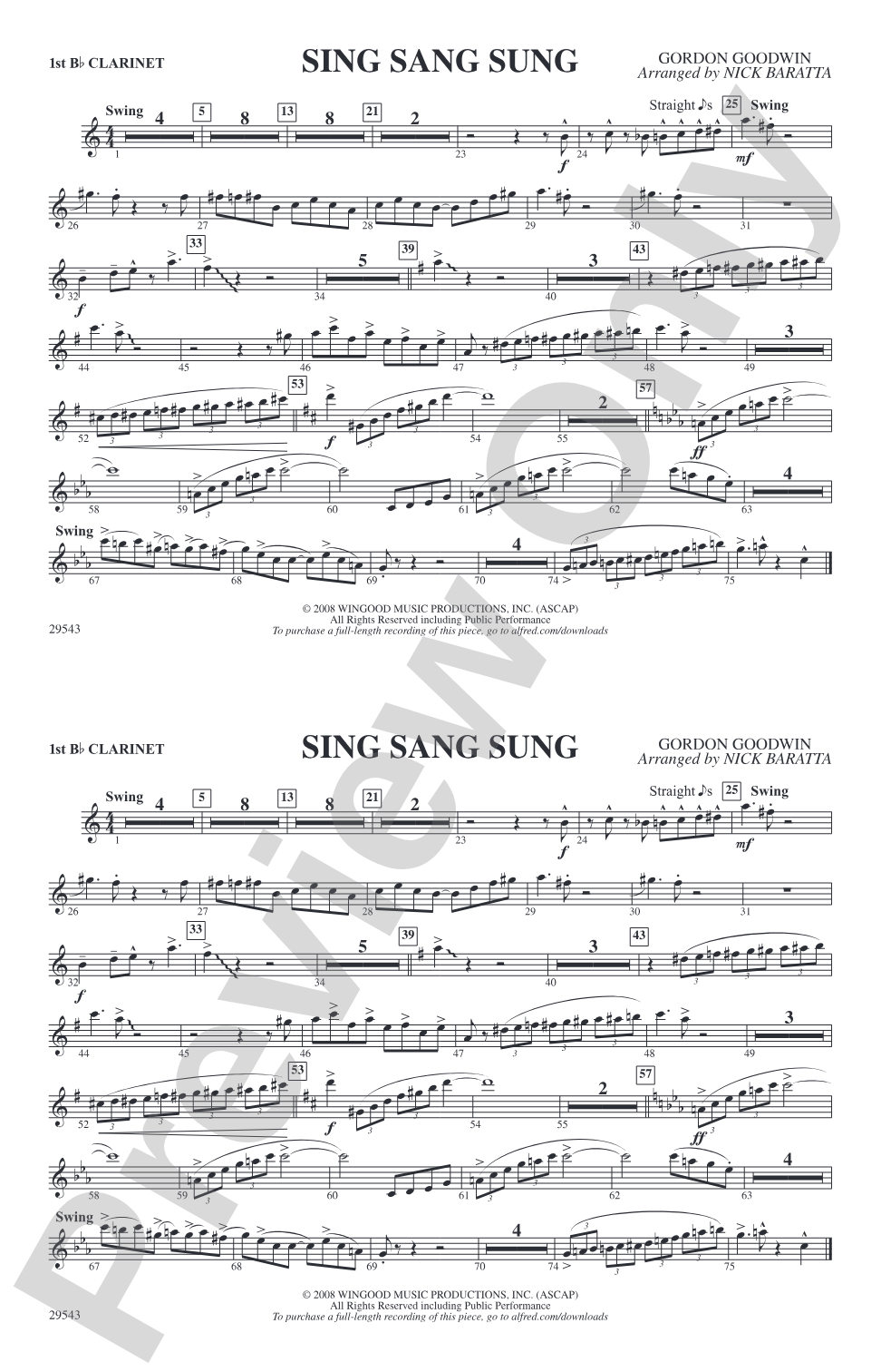 Sing Sang Sung: 1st B-flat Clarinet