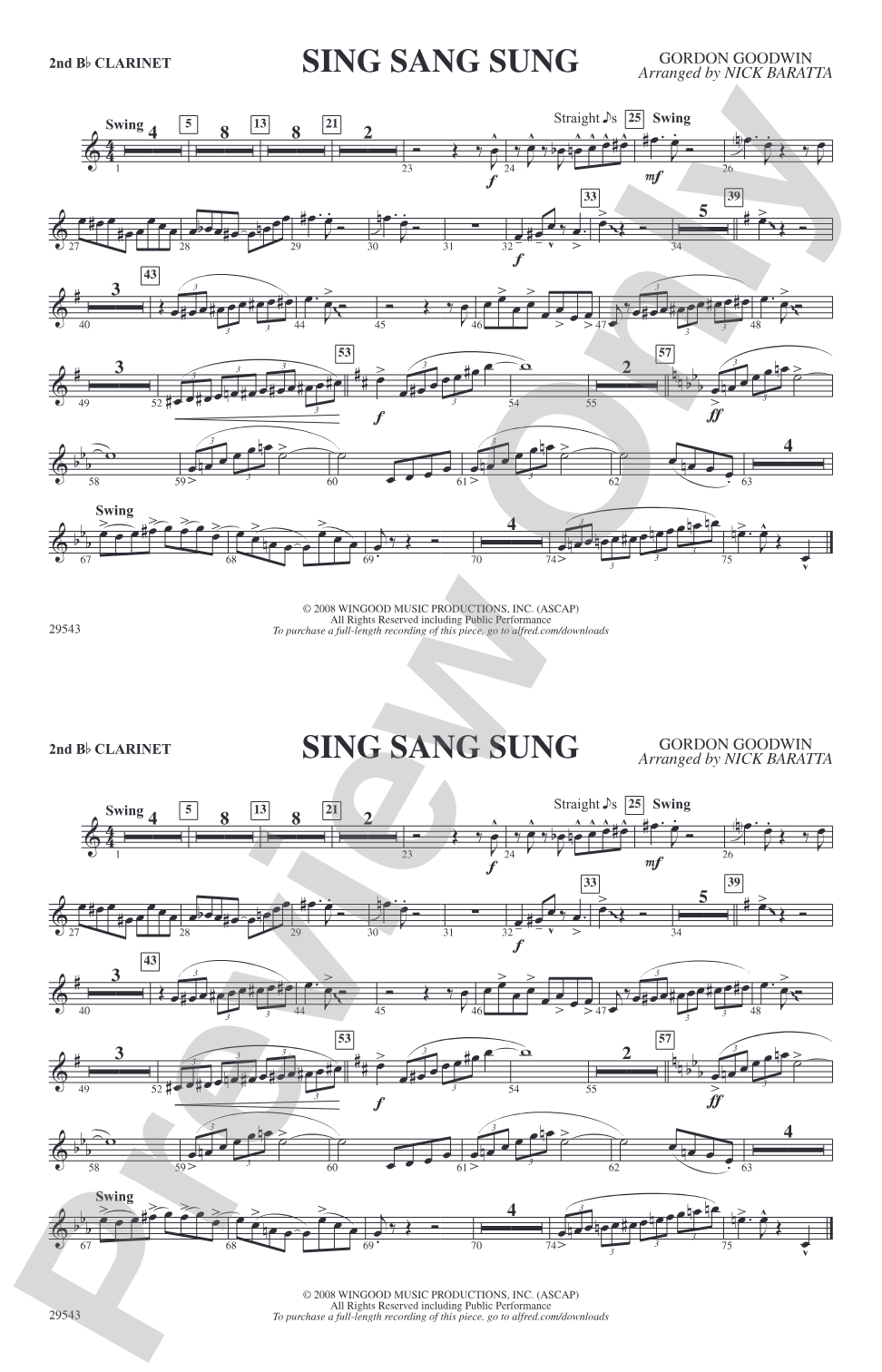Sing Sang Sung: 2nd B-flat Clarinet