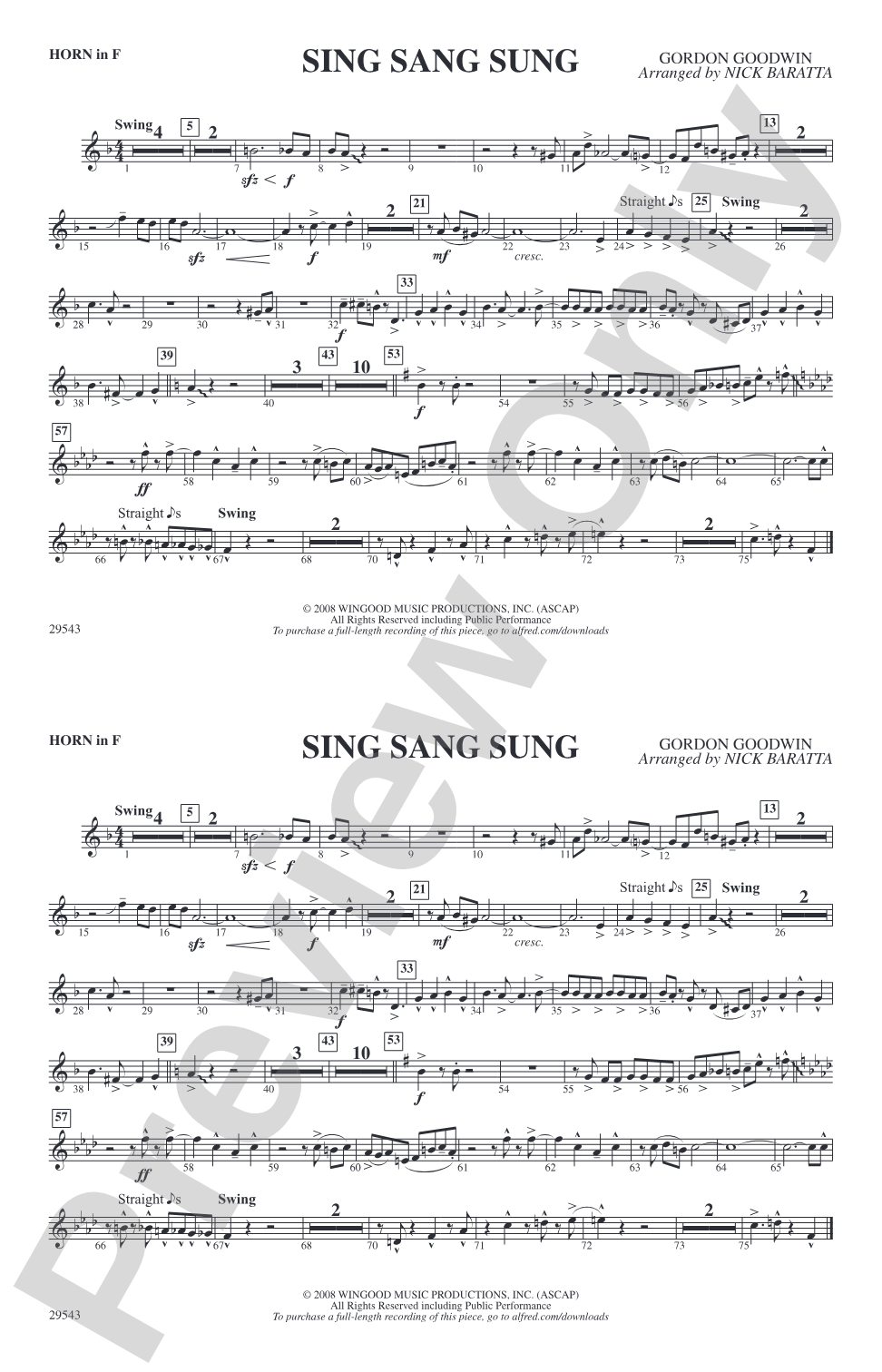 Sing Sang Sung: 1st F Horn