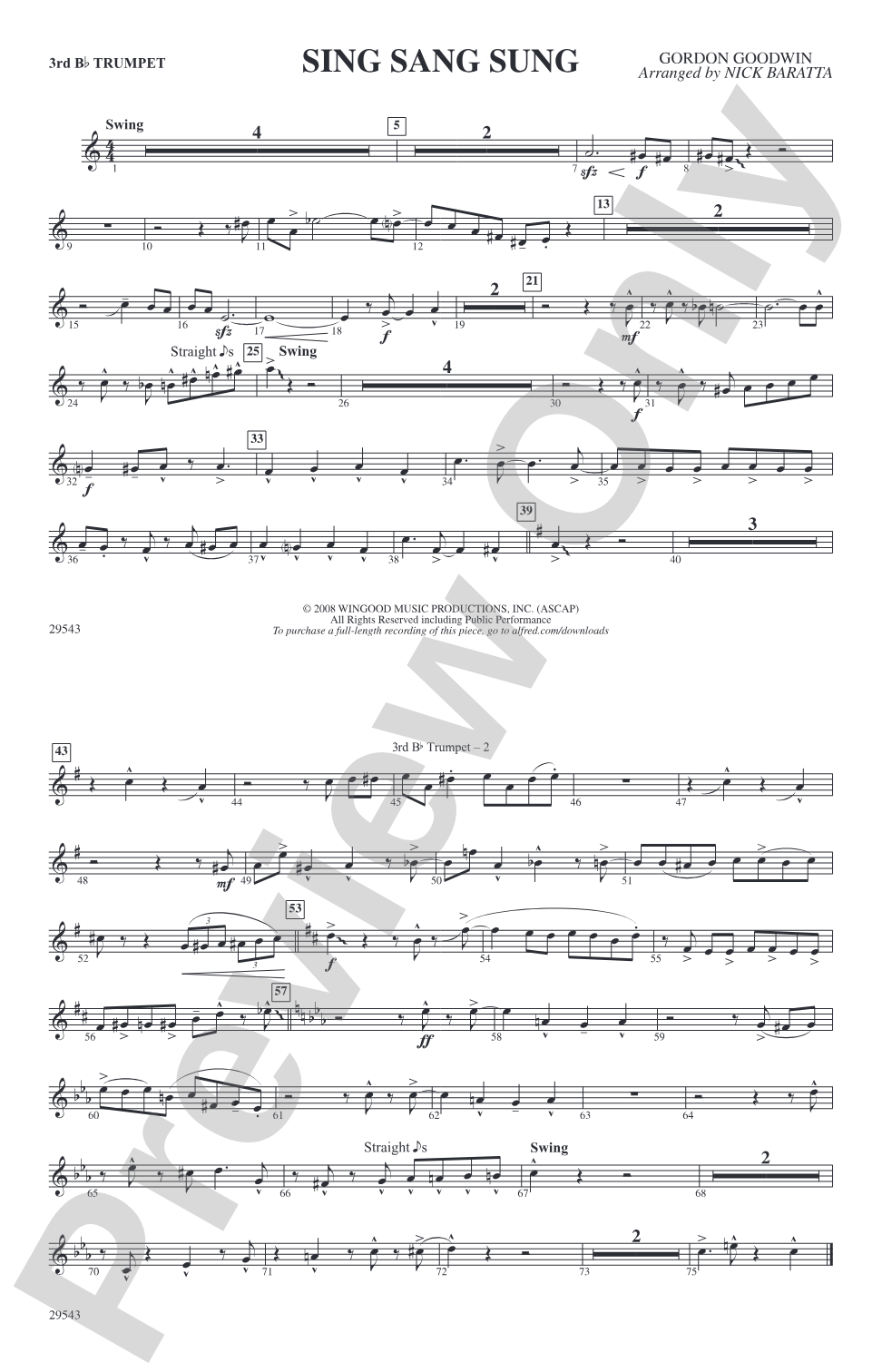Sing Sang Sung: 3rd B-flat Trumpet