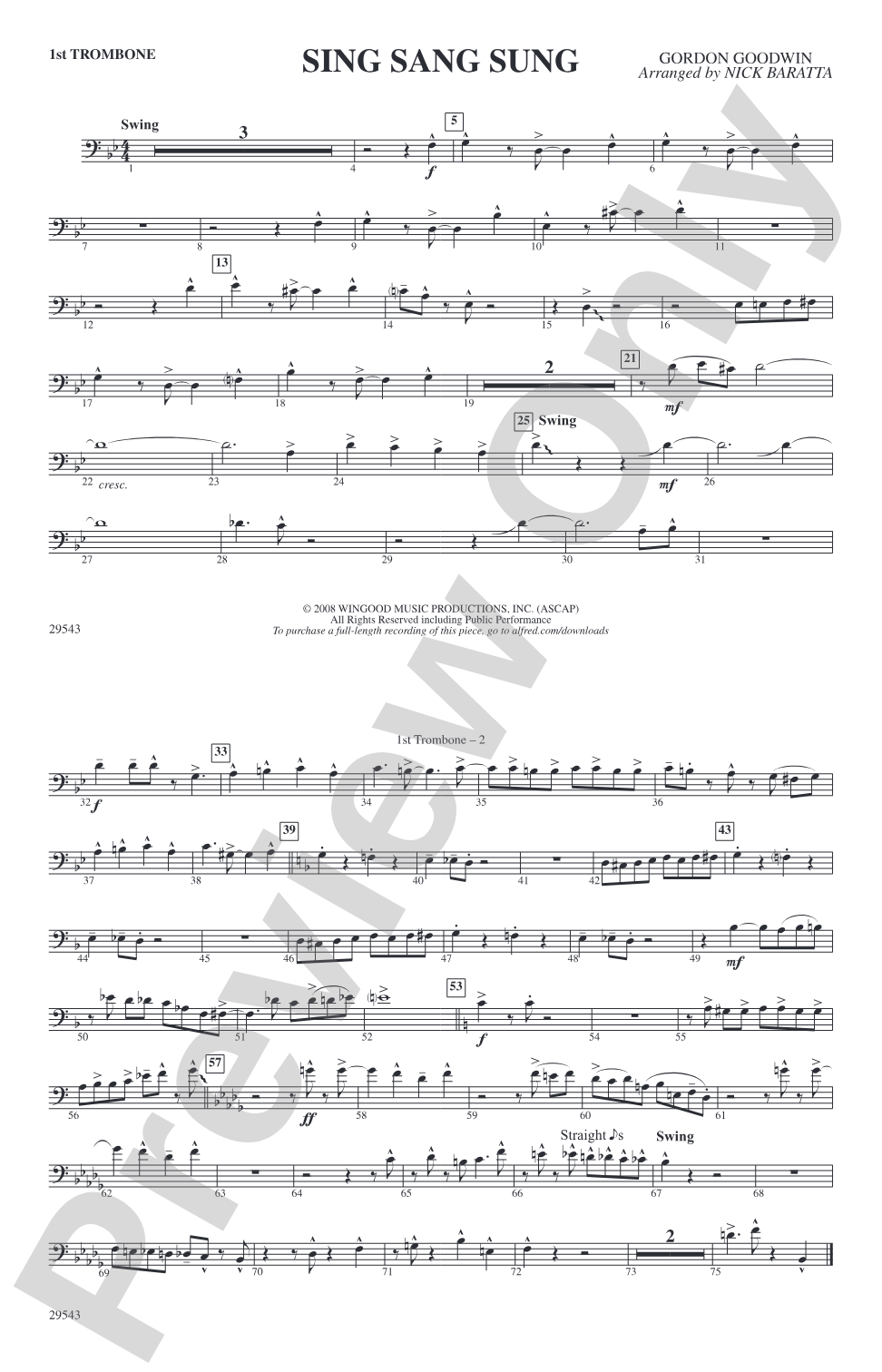 Sing Sang Sung: 1st Trombone