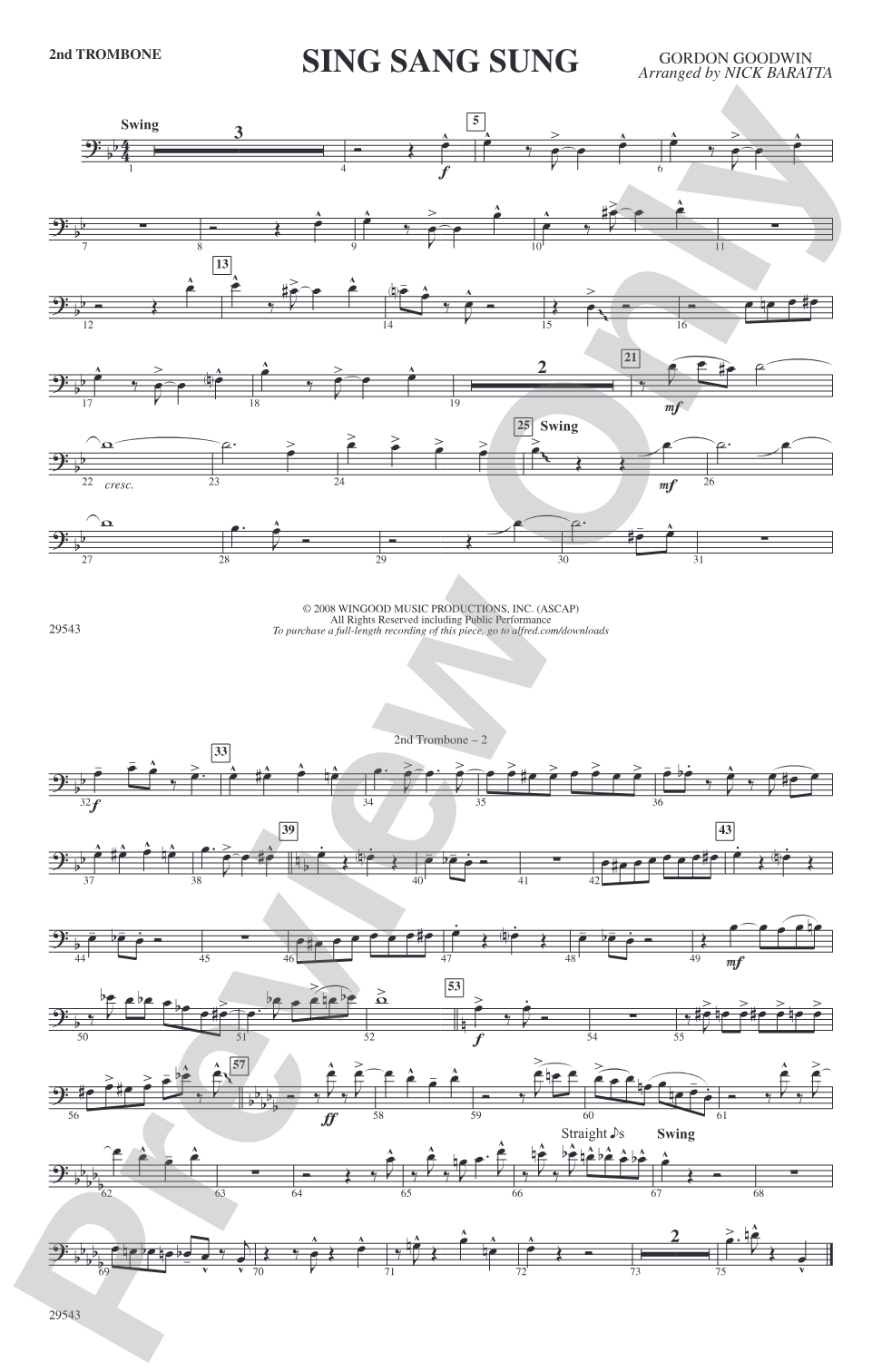 Sing Sang Sung: 2nd Trombone