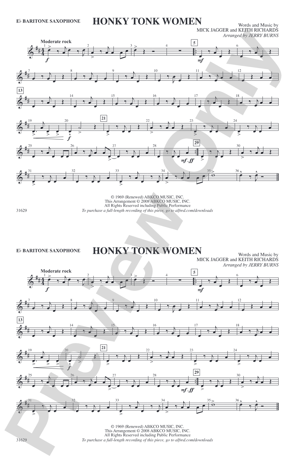 Honky Tonk Women: E-flat Baritone Saxophone