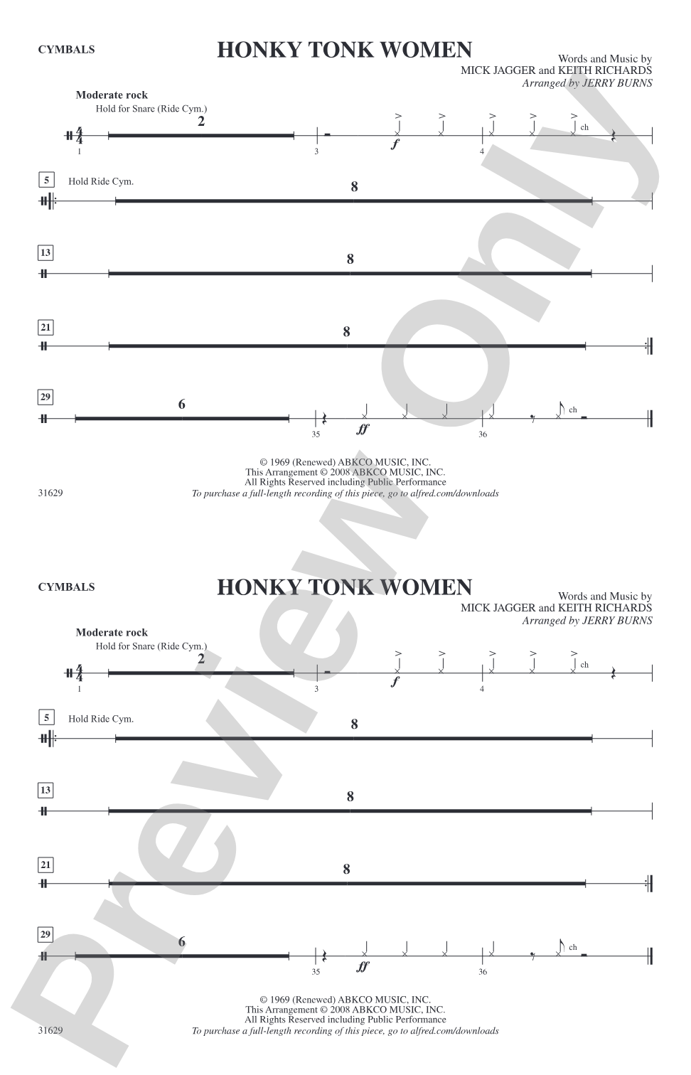 Honky Tonk Women: Cymbals