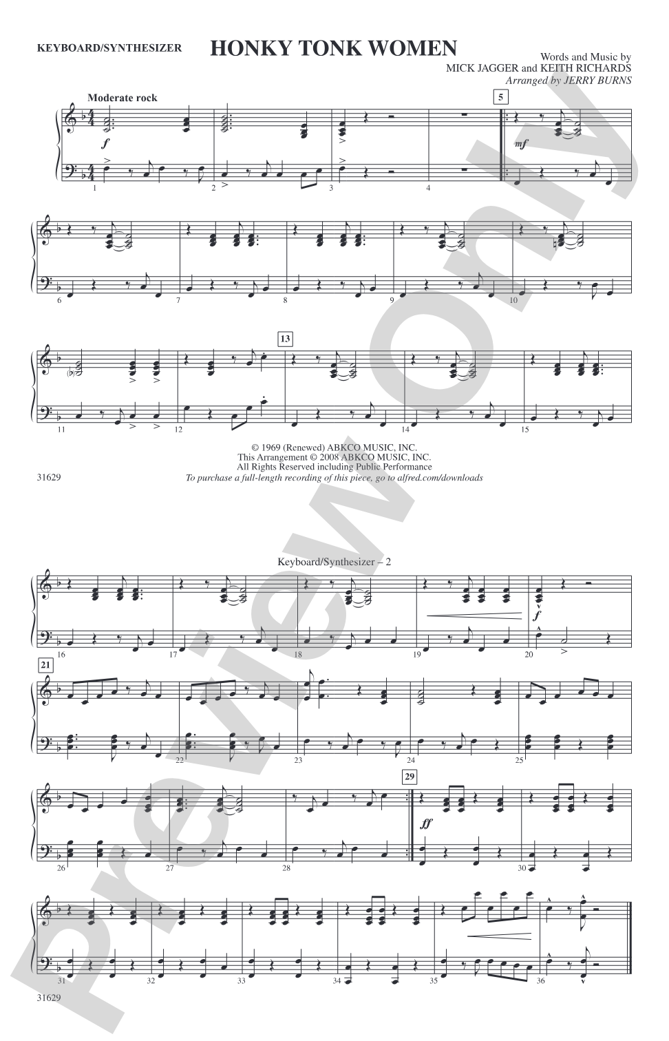 Honky Tonk Women: Keyboard/Synthesizer