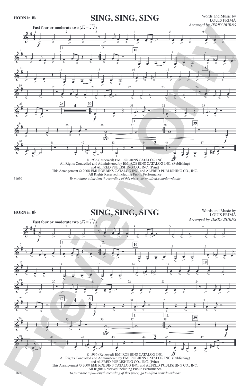 Sing, Sing, Sing: Horn in B flat