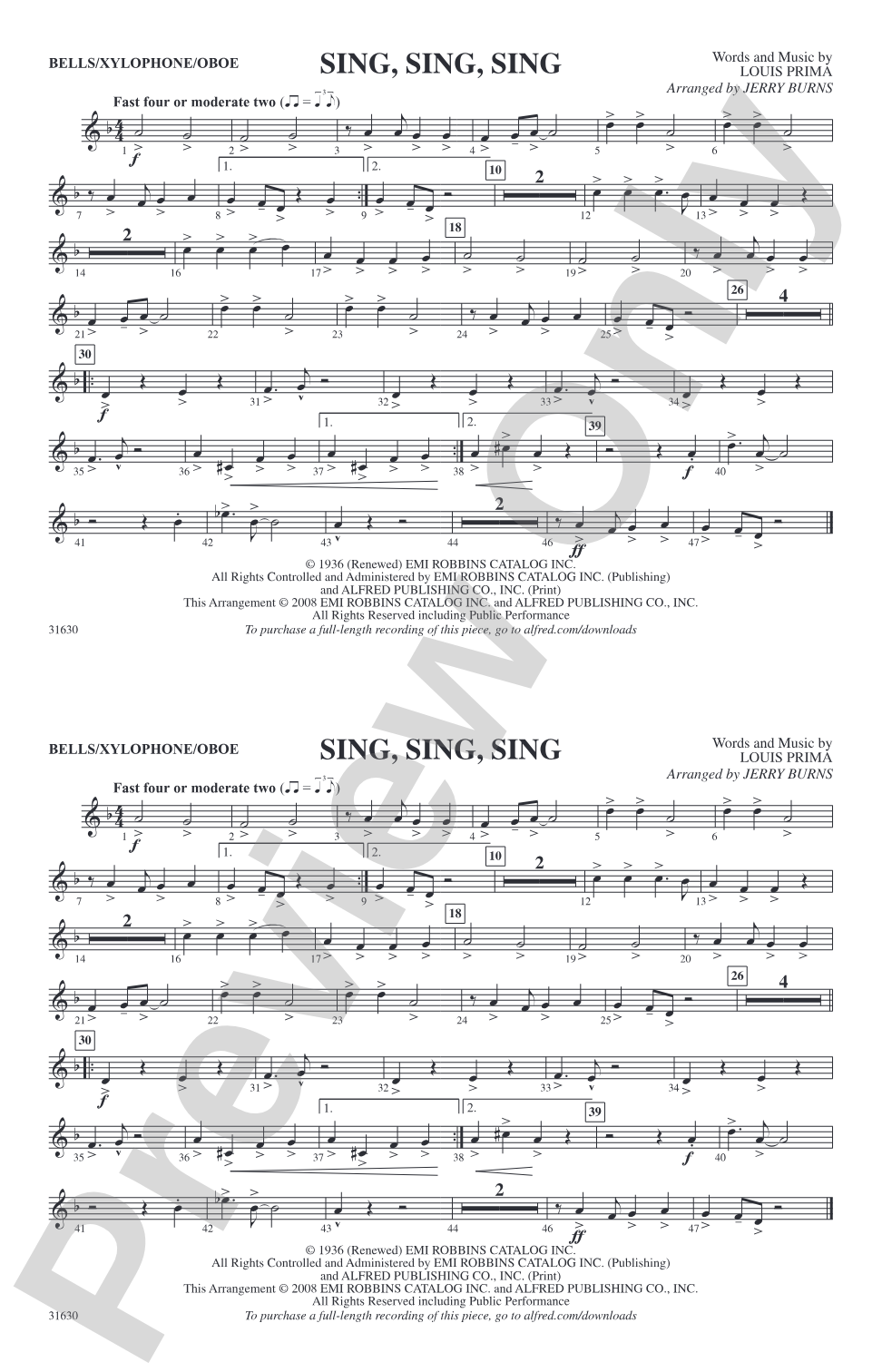 Sing, Sing, Sing: Bells/Xylophone/Oboe