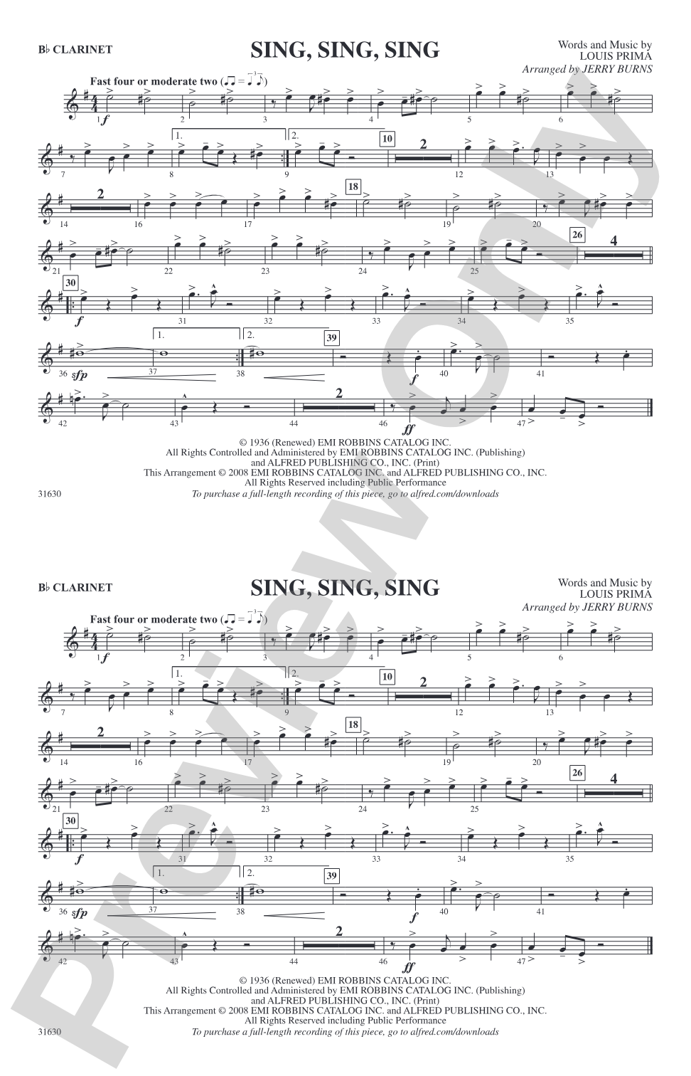 Sing, Sing, Sing: 1st B-flat Clarinet