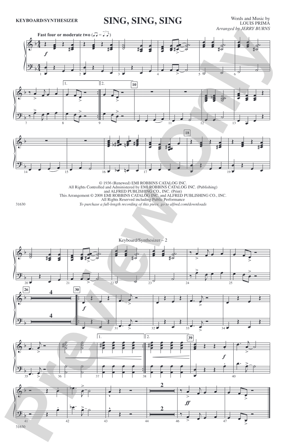 Sing, Sing, Sing: Keyboard/Synthesizer