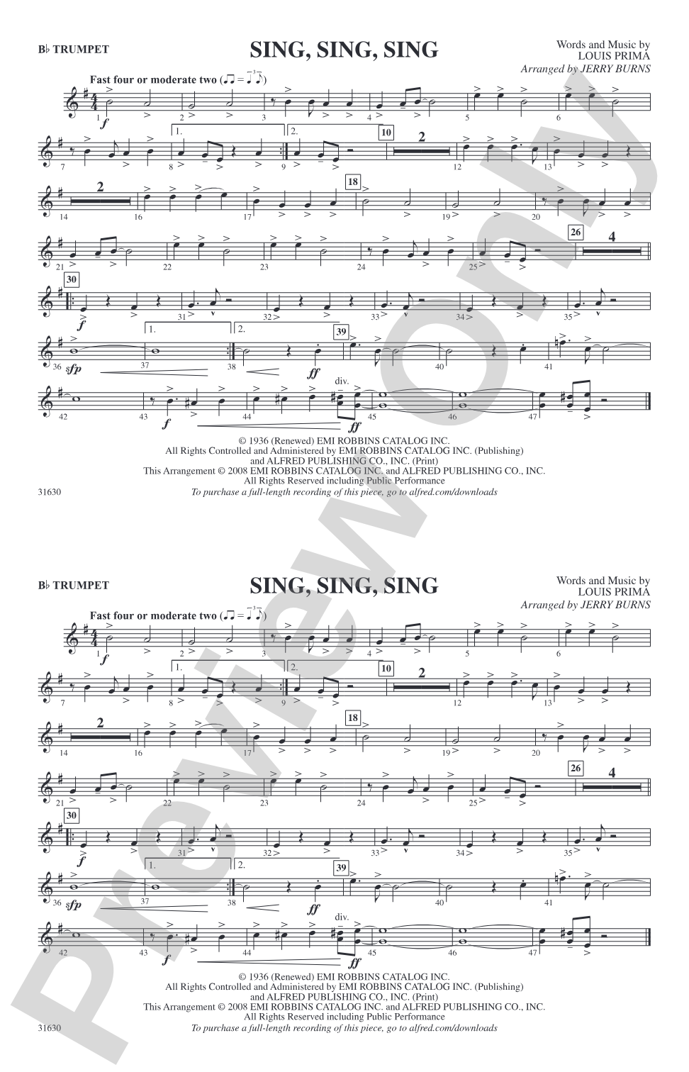 Sing, Sing, Sing: 1st B-flat Trumpet
