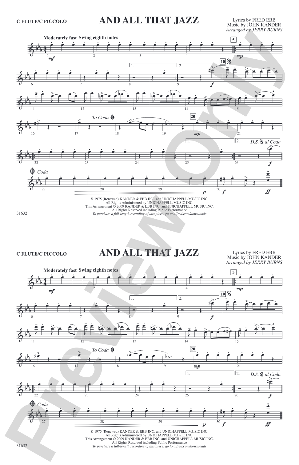 And All That Jazz (from Chicago): Flute