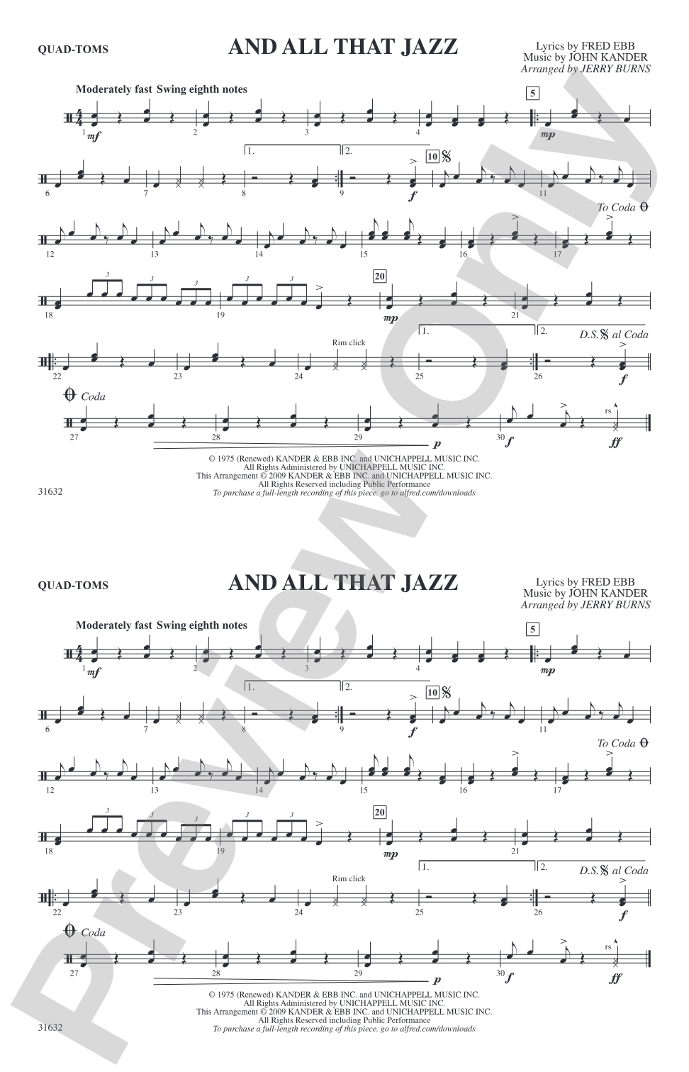 And All That Jazz (from Chicago): Quad-Toms