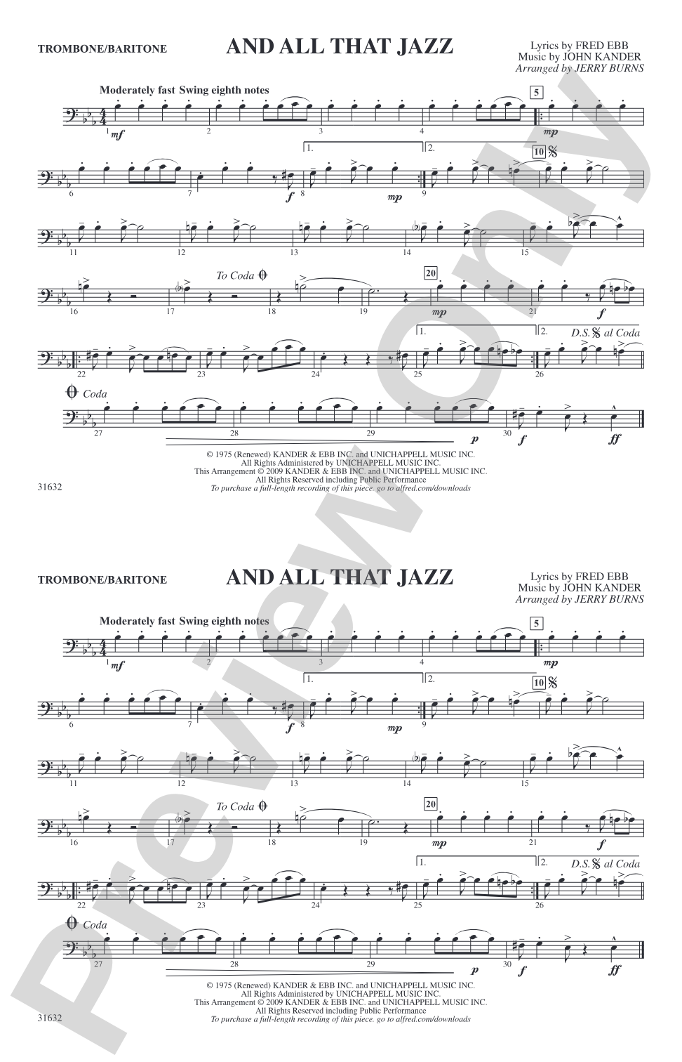 And All That Jazz (from Chicago): 1st Trombone