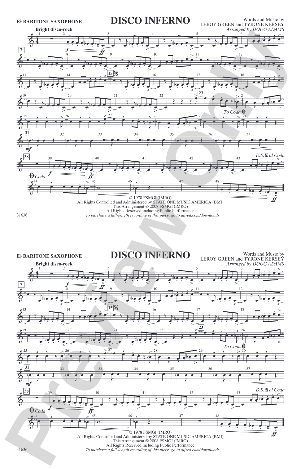 Disco Inferno: E-flat Baritone Saxophone