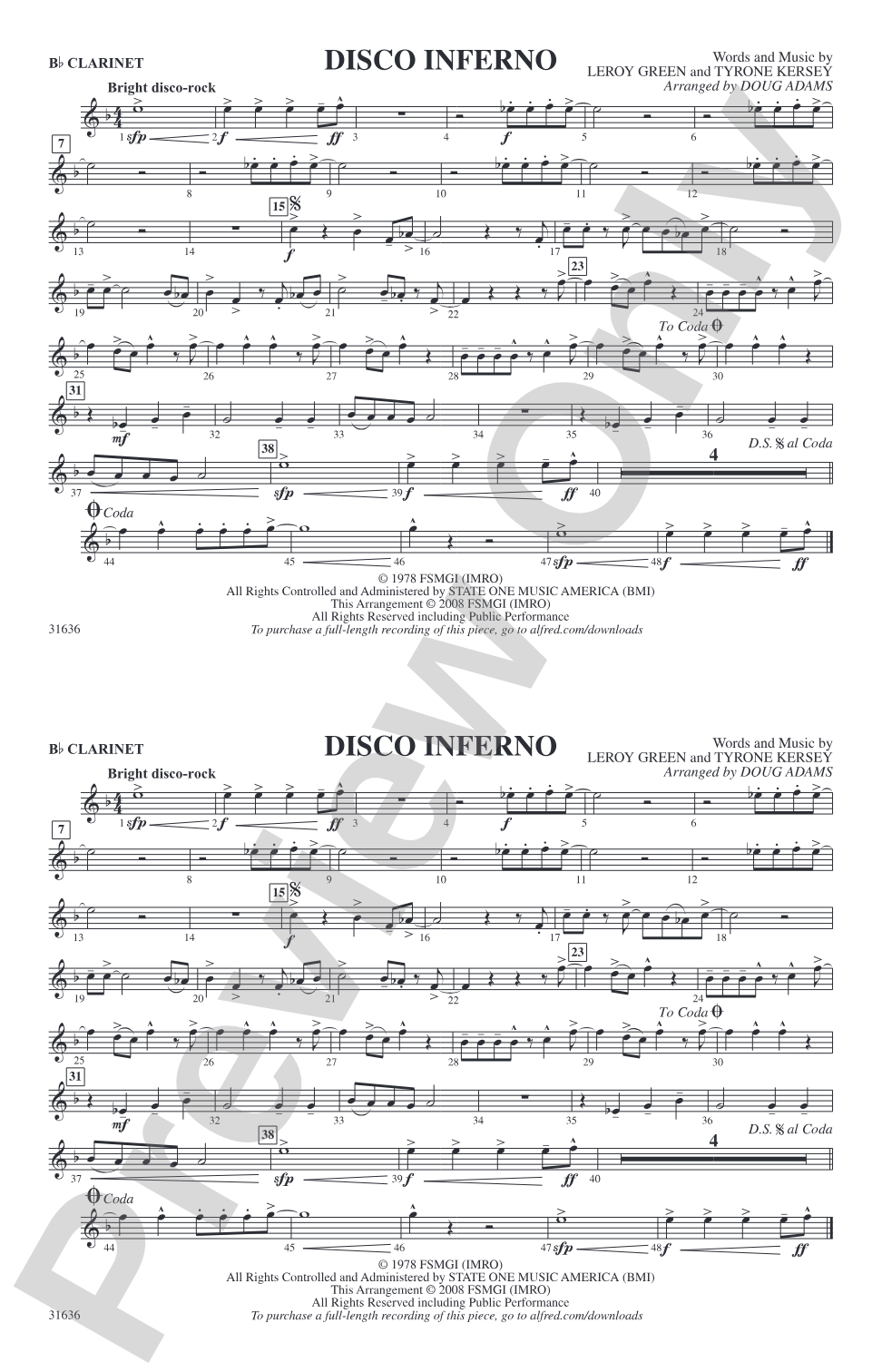 Disco Inferno: 1st B-flat Clarinet