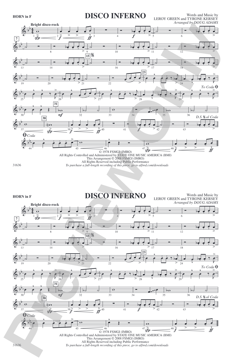 Disco Inferno: 1st F Horn