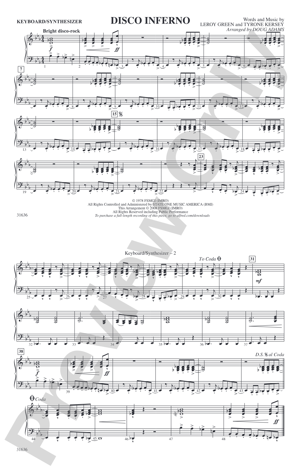 Disco Inferno: Keyboard/Synthesizer