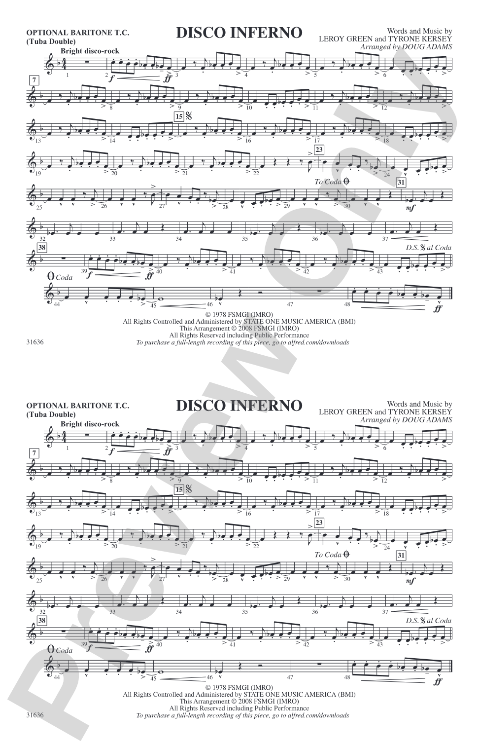 Disco Inferno: Optional Baritone T.C. (Tuba Double)