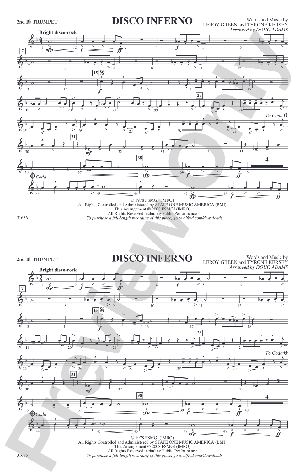 Disco Inferno: 2nd B-flat Trumpet