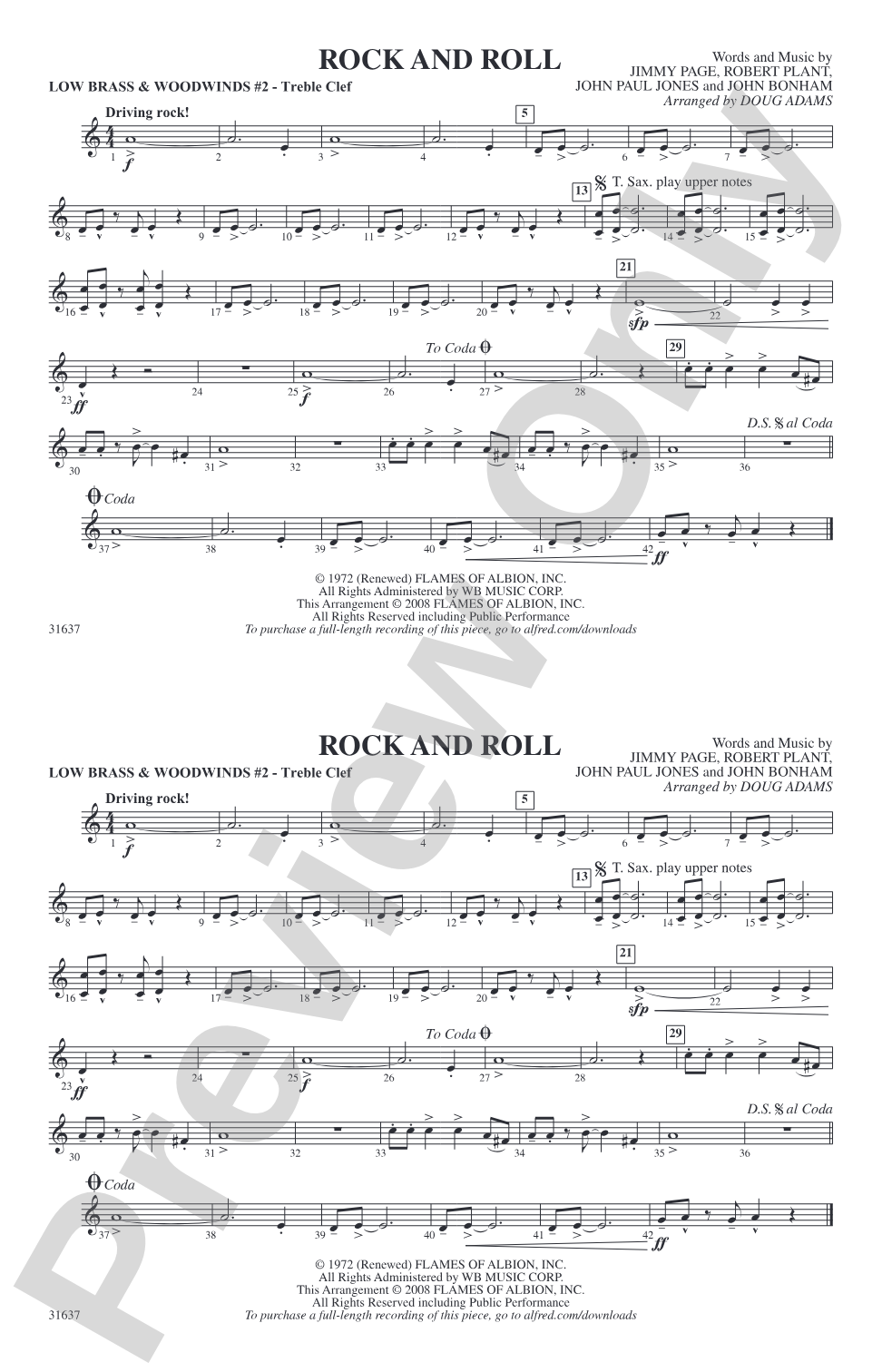 Rock and Roll: Low Brass & Woodwinds #2 - Treble Clef