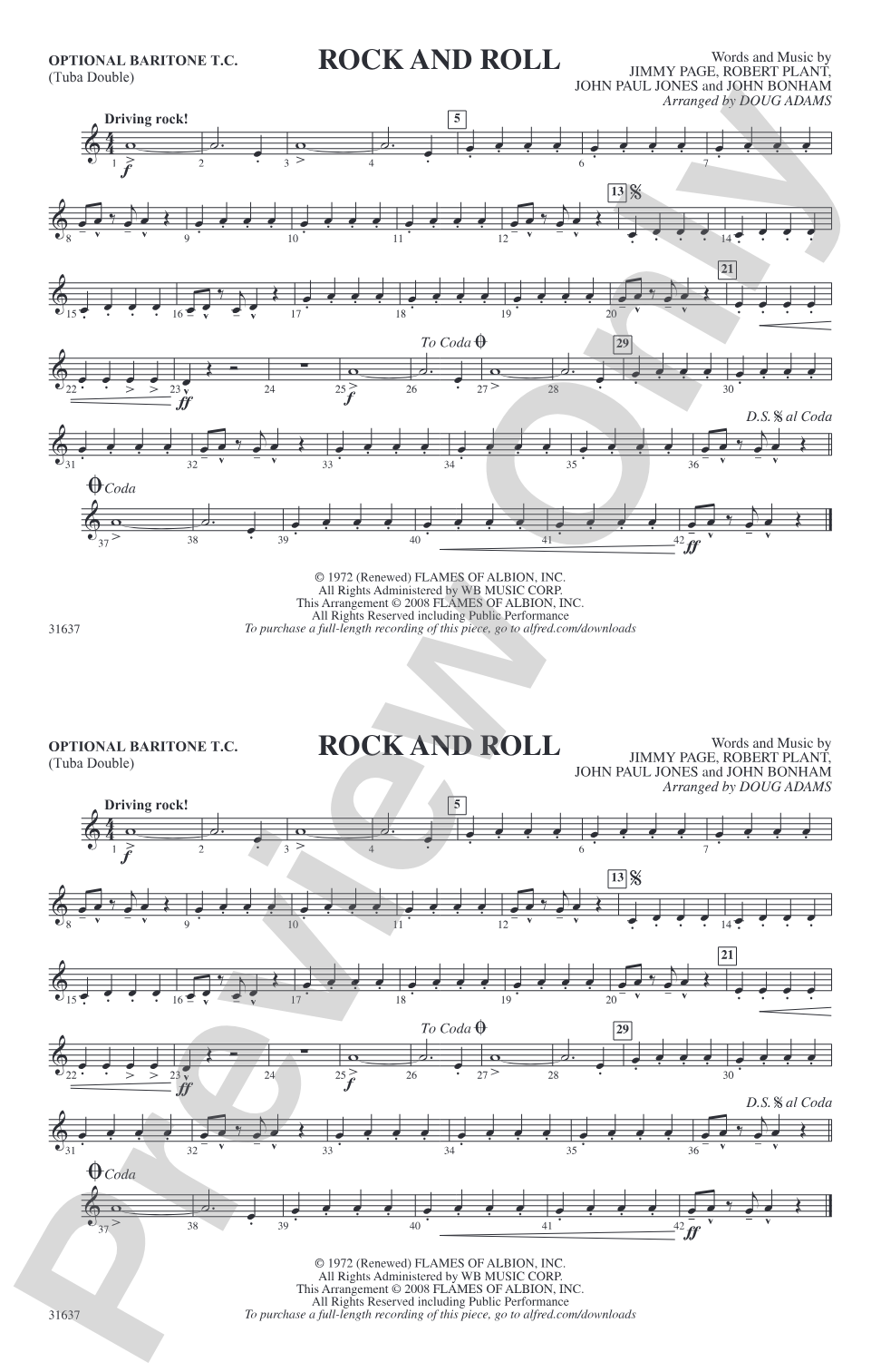 Rock and Roll: Optional Baritone T.C. (Tuba Double)