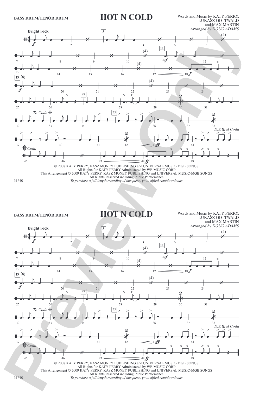 Hot N Cold: Bass Drum/Tenor Drum