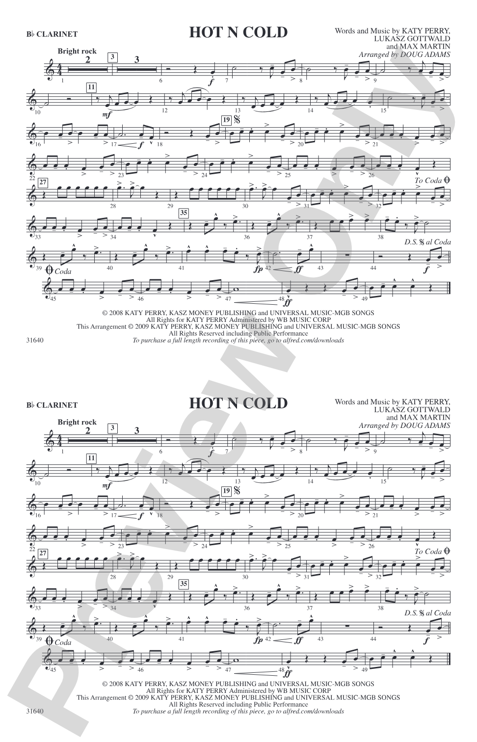 Hot N Cold: 1st B-flat Clarinet