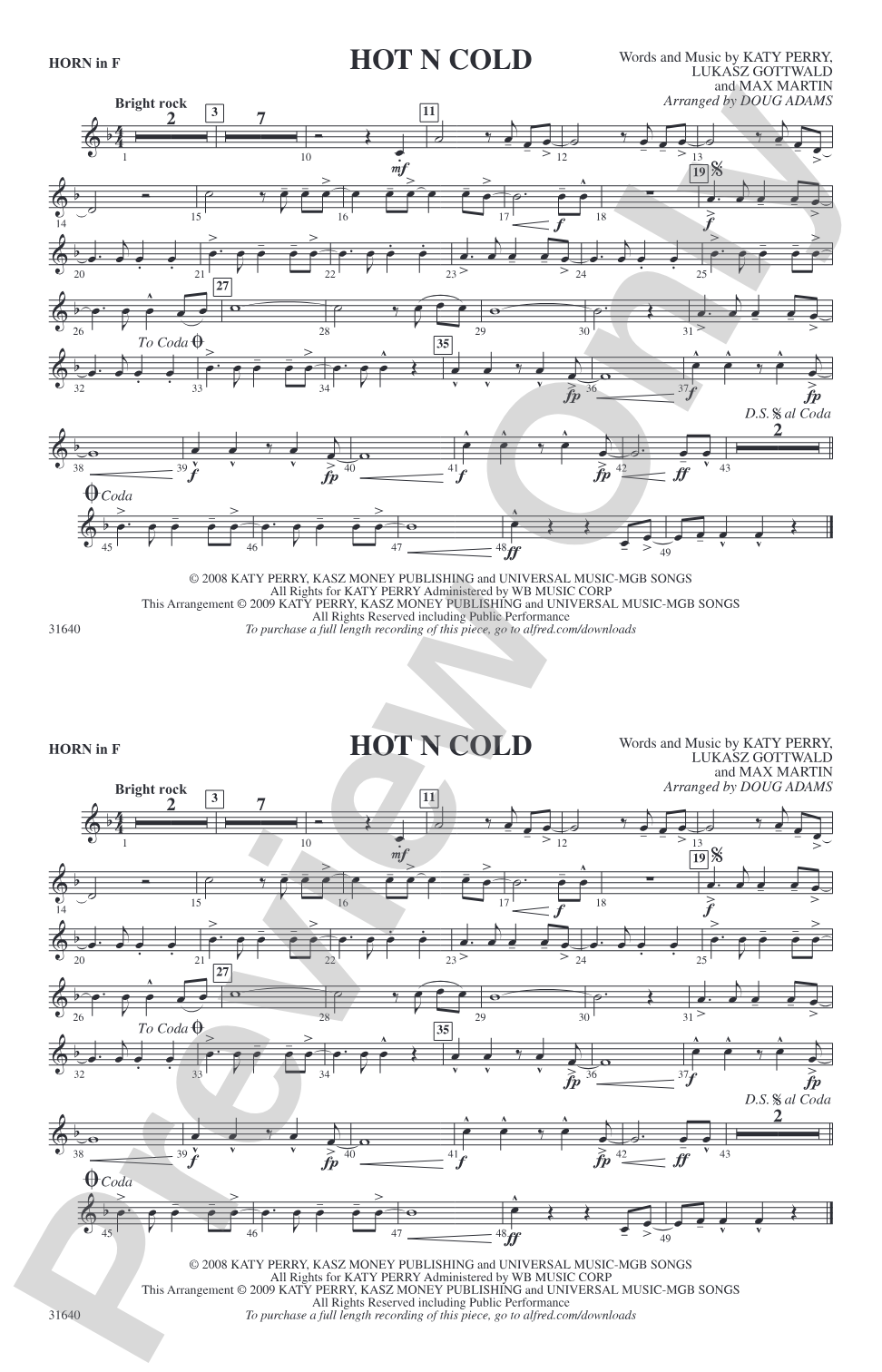Hot N Cold: 1st F Horn