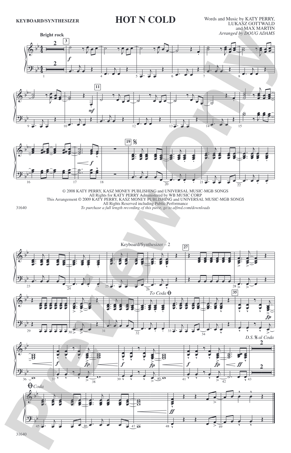 Hot N Cold: Keyboard/Synthesizer
