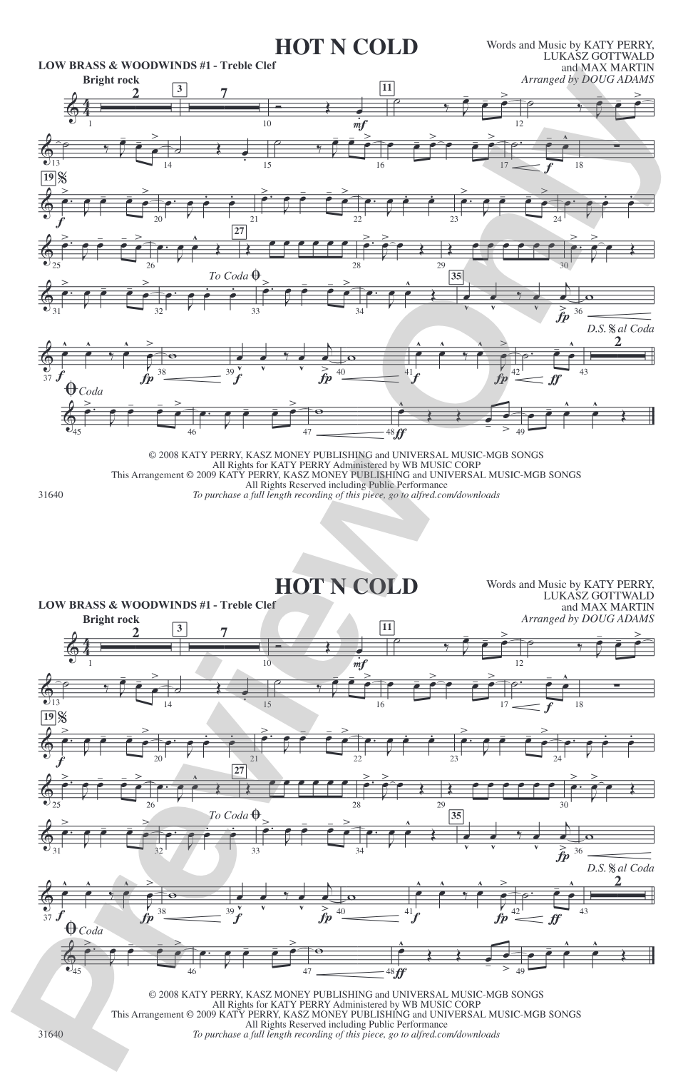 Hot N Cold: Low Brass & Woodwinds #1 - Treble Clef