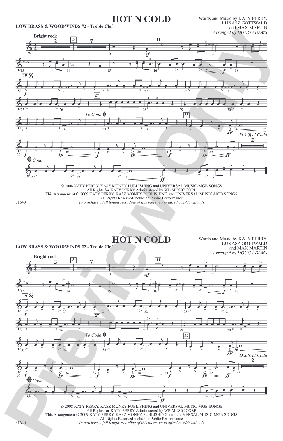 Hot N Cold: Low Brass & Woodwinds #2 - Treble Clef