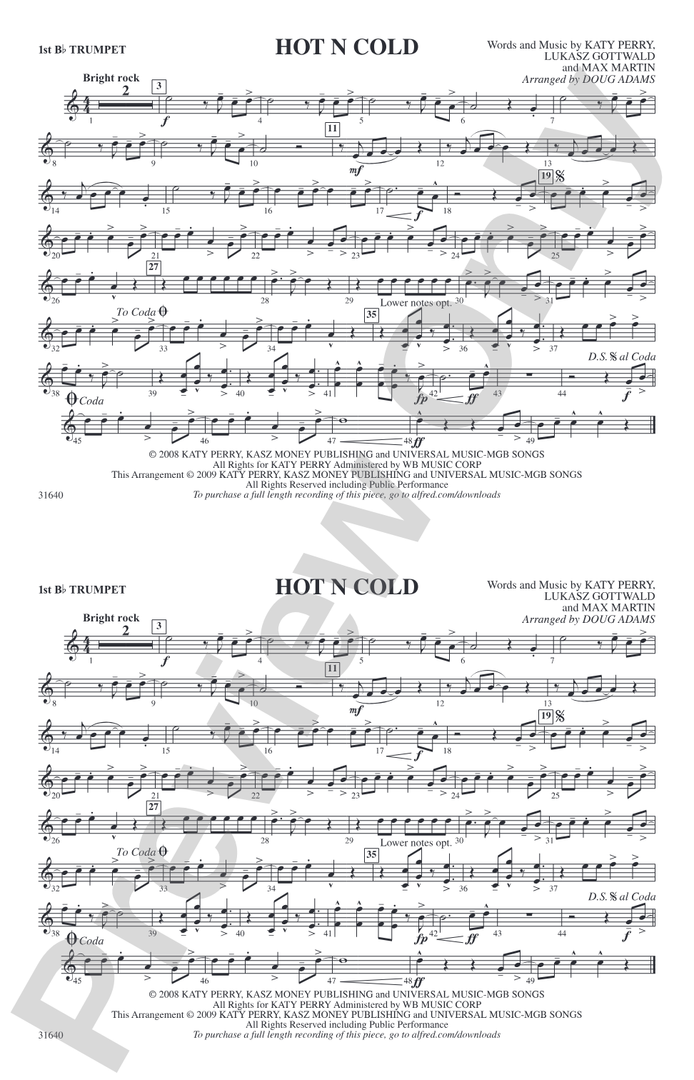 Hot N Cold: 1st B-flat Trumpet