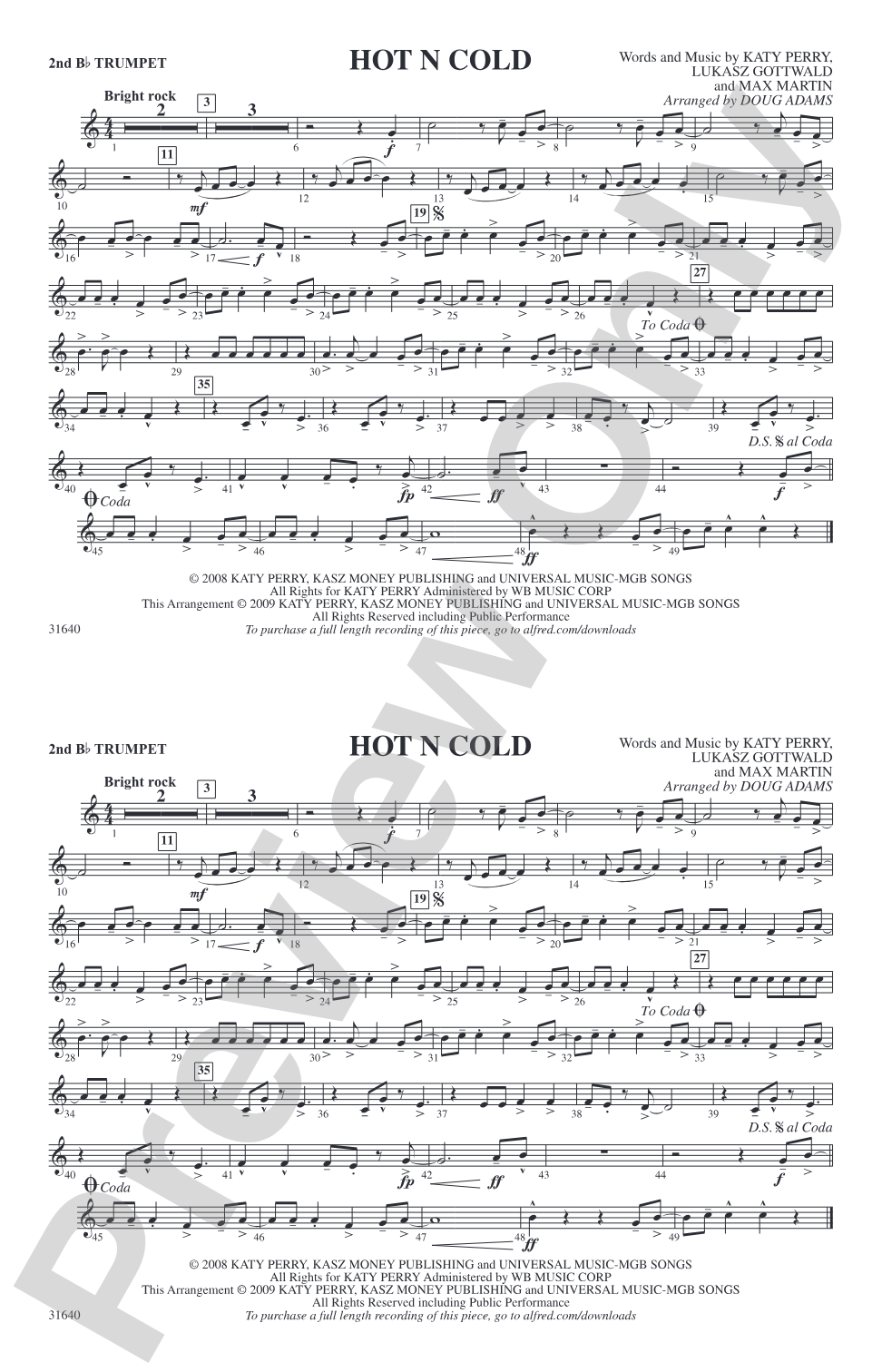 Hot N Cold: 2nd B-flat Trumpet