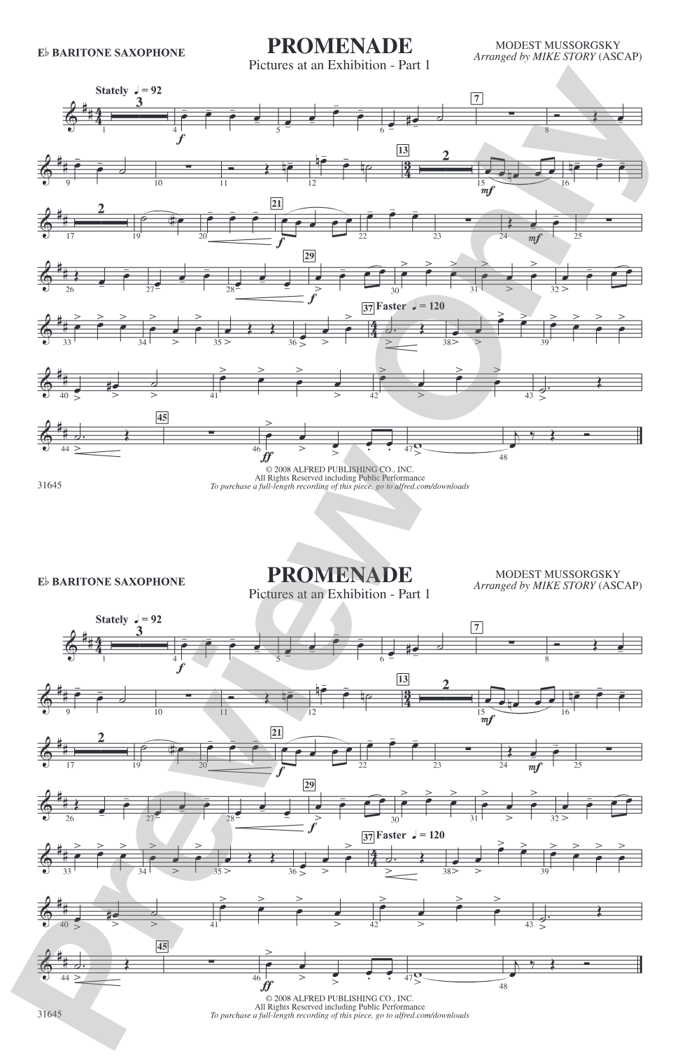 Promenade: E-flat Baritone Saxophone