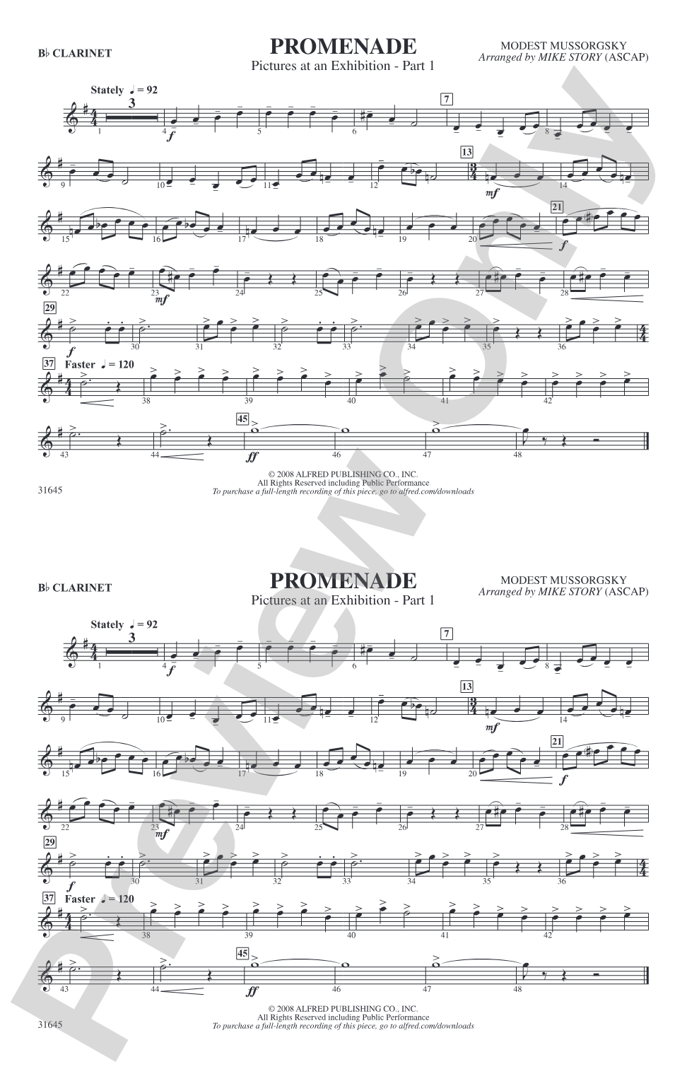 Promenade: 1st B-flat Clarinet