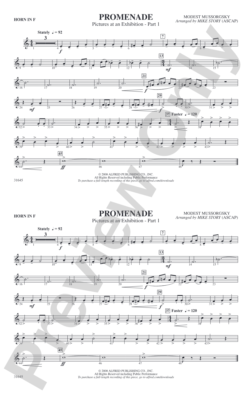 Promenade: 1st F Horn