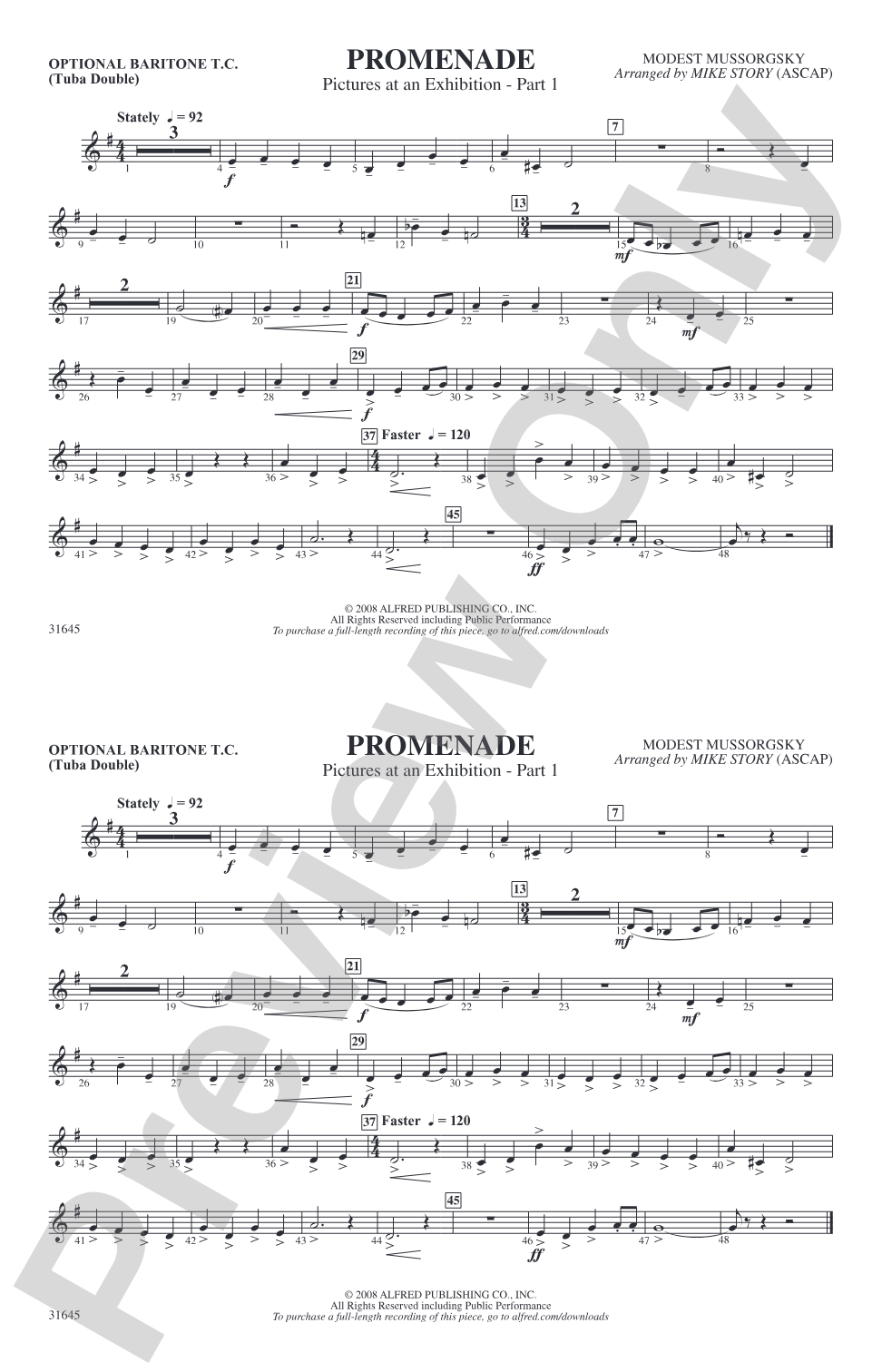 Promenade: Optional Baritone T.C. (Tuba Double)
