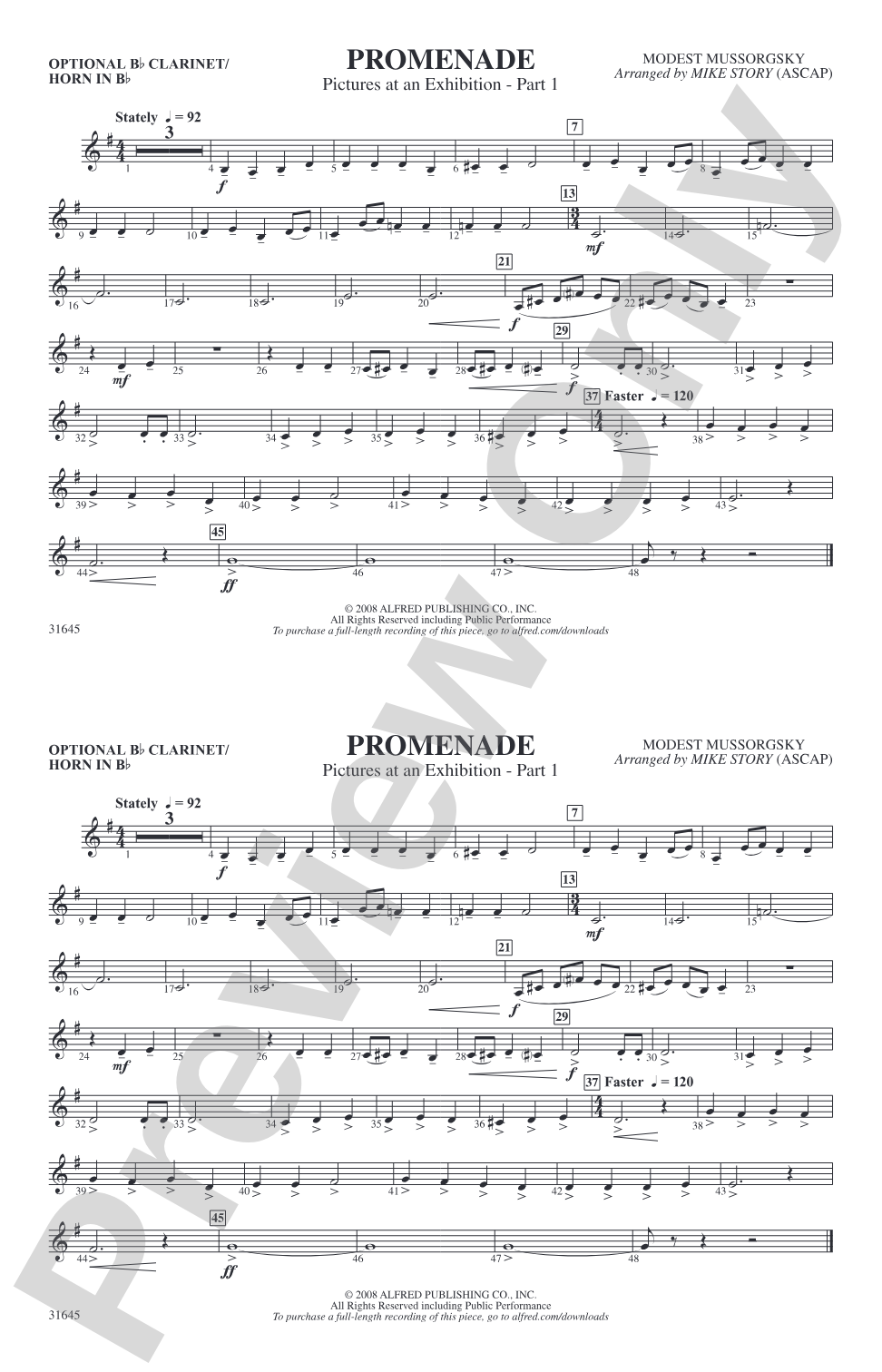 Promenade: Optional Bb Clarinet/Horn in Bb