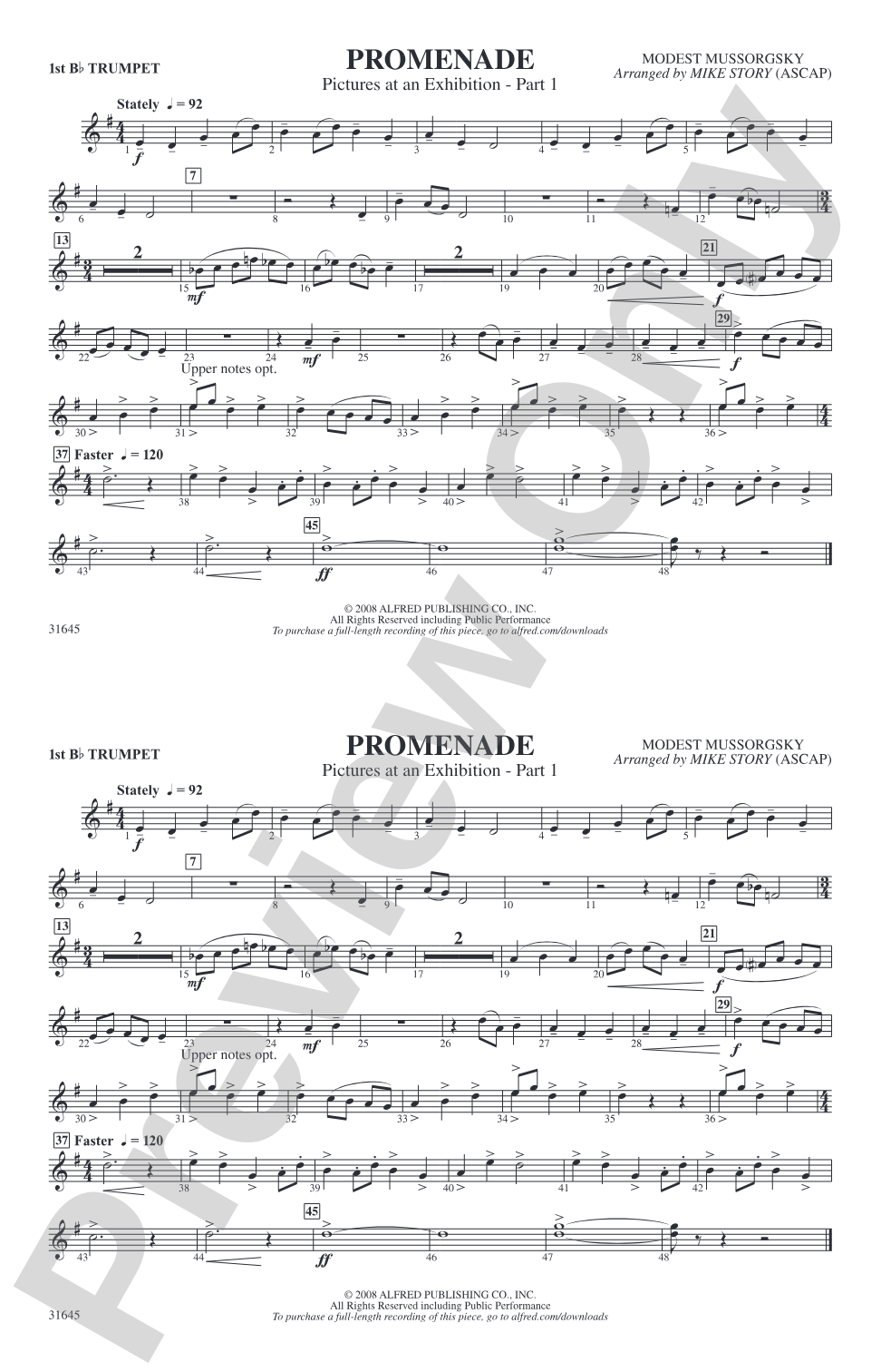 Promenade: 1st B-flat Trumpet