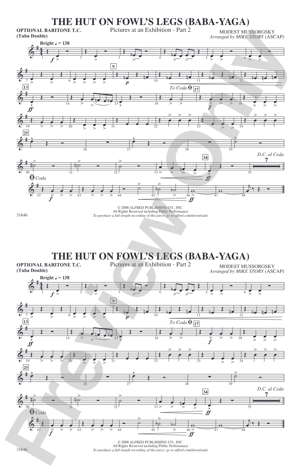 The Hut on Fowl's Legs: Optional Baritone T.C. (Tuba Double)
