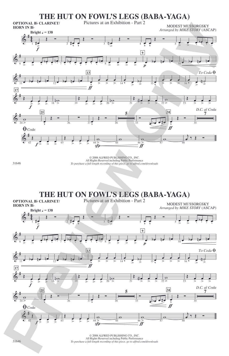 The Hut on Fowl's Legs: Optional Bb Clarinet/Horn in Bb