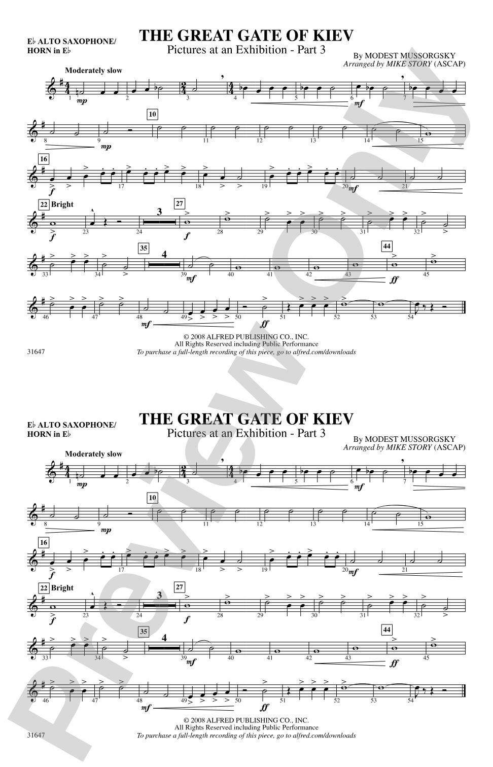 The Great Gate of Kiev: E-flat Alto Saxophone