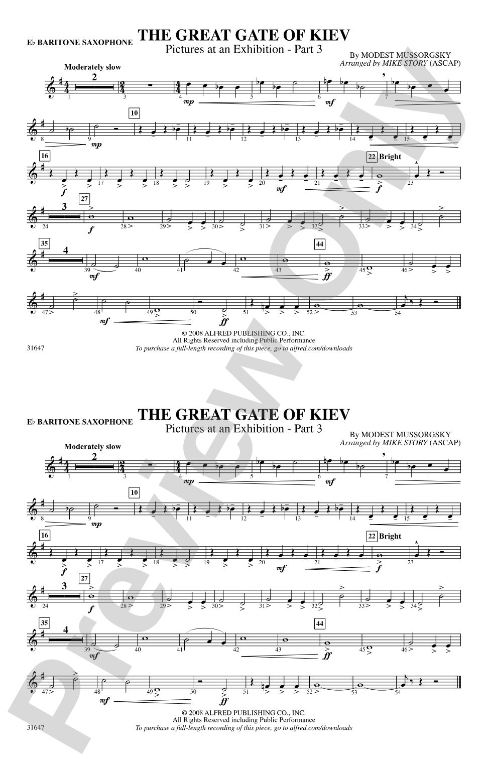 The Great Gate of Kiev: E-flat Baritone Saxophone
